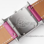 Replica Hermes Heure H 26mm Bvf White Dial In Steel On Light Pink Epsom Leather Strap (8)