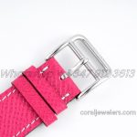 Replica Hermes Heure H 26mm Bvf White Dial In Steel On Light Pink Epsom Leather Strap (9)