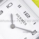 Replica Hermes Heure H 26mm Bvf White Dial In Steel On Neon Green Epsom Leather Strap (4)