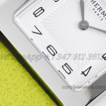 Replica Hermes Heure H 26mm Bvf White Dial In Steel On Neon Green Epsom Leather Strap (5)