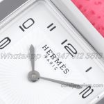 Replica Hermes Heure H 26mm Bvf White Dial In Steel On Pink Epsom Leather Strap (4)