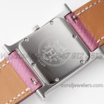 Replica Hermes Heure H 26mm Bvf White Dial In Steel On Pink Epsom Leather Strap (8)