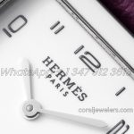 Replica Hermes Heure H 26mm Bvf White Dial In Steel On Purple Leather Strap (4)