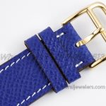 Replica Hermes Heure H 26mm Bvf White Dial In Yellow Gold On Blue Epsom Leather Strap (9)