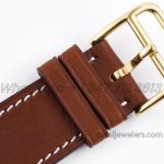 Replica Hermes Heure H 26mm Bvf White Dial In Yellow Gold On Brown Leather Strap (9)