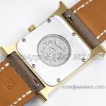 Replica Hermes Heure H 26mm Bvf White Dial In Yellow Gold On Dark Brown Epsom Leather Strap (8)