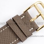 Replica Hermes Heure H 26mm Bvf White Dial In Yellow Gold On Dark Brown Epsom Leather Strap (9)