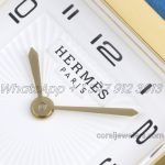 Replica Hermes Heure H 26mm Bvf White Dial In Yellow Gold On Light Blue Epsom Leather Strap (4)