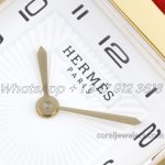 Replica Hermes Heure H 26mm Bvf White Dial In Yellow Gold On Red Leather Strap (4)