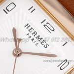 Replica Hermes Heure H 30.5mm Bvf White Dial In Rose Gold On Brown Leather Strap (4)