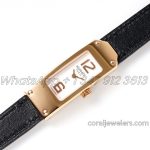 Replica Hermes Kelly 2 White Dial In Rose Gold On Black Leather Strap (2)