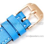 Replica Hermes Kelly 2 White Dial In Rose Gold On Blue Leather Strap (9)