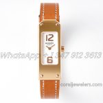 Replica Hermes Kelly 2 White Dial In Rose Gold On Brown Leather Strap (1)