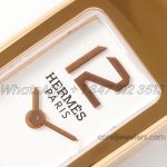 Replica Hermes Kelly 2 White Dial In Rose Gold On Brown Leather Strap (4)