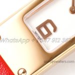 Replica Hermes Kelly 2 White Dial In Rose Gold On Red Leather Strap (5)