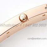 Replica Hermes Kelly 2 White Dial In Rose Gold With Diamond Paved Bezel On Black Leather Strap (6)