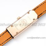 Replica Hermes Kelly 2 White Dial In Rose Gold With Diamond Paved Bezel On Black Leather Strap (8)