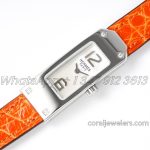 Replica Hermes Kelly 2 White Dial In Steel On Orange Alligator Strap (3)