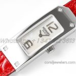 Replica Hermes Kelly 2 White Dial In Steel On Red Alligator Strap (3)