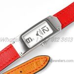 Replica Hermes Kelly 2 White Dial In Steel On Red Leather Strap Double Tour (2)