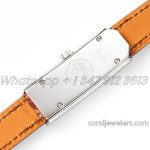 Replica Hermes Kelly 2 White Dial In Steel With Diamond Paved Bezel On Brown Alligator Strap (8)