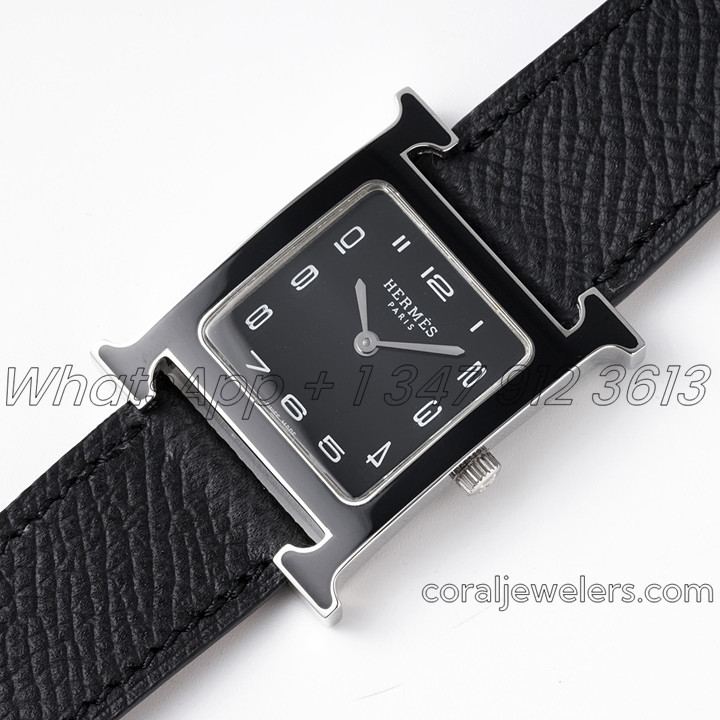 Replica Heure H 26mm Bvf Black Dial In Pvd On Black Leather Strap (2)