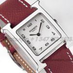 Replica Heure H 26mm Bvf White Dial In Steel On Brownish Leather Strap (3)