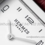 Replica Heure H 26mm Bvf White Dial In Steel On Brownish Leather Strap (4)