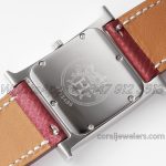 Replica Heure H 26mm Bvf White Dial In Steel On Brownish Leather Strap (8)