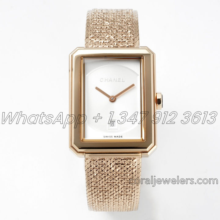 Replica Chanel Ladies Boy·friend Bvf White Dial And Yg Bezel Swiss Quartz Movement (1)