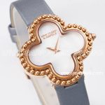 Replica Van Cleef & Arpels Alhambra Bvf 30.2mm Mop Dial In Rose Gold In Grey Strap (3)