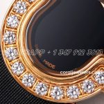 Replica Van Cleef & Arpels Alhambra Bvf 30.2mm Mop Dial In Rose Gold With Diamond In Black Strap (4)