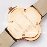 Replica Van Cleef & Arpels Alhambra Bvf 30.2mm Mop Dial In Rose Gold With Diamond In Black Strap (7)