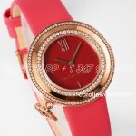 Replica Van Cleef & Arpels Charms Bvf 253238mm Red Dial In Steel Diamond Bezel (3)