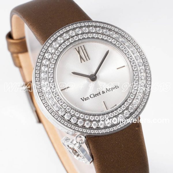 Replica Van Cleef & Arpels Charms Bvf 253238mm White Dial In Steel Diamond Bezel (2)