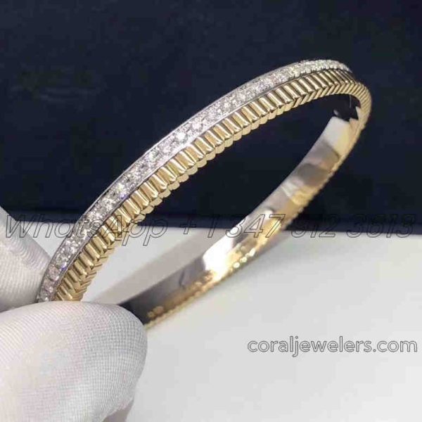 Boucheron Quatre Radiant Edition Yellow And White Gold Diamond Bangle Jbt00385 (3)